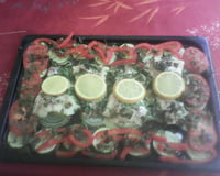 Filet de cabillaud sur lit de courgettes et d'oignons