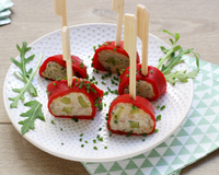 Bouchées apéritives de piquillos farcis aux rillettes de porc Bahier