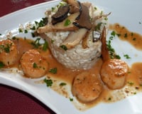 Risotto aux cèpes, truffe et ses Saint-Jacques