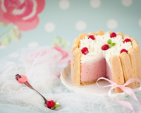 Charlotte aux framboises (ou fraises) et sirop rhum/grenadine