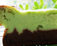 Double moelleux (étage supérieur façon cheese-cake à la menthe, étage inférieur moelleux-fondant au chocolat noir !)