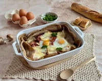 Galettes bretonnes façon quiche aux champignons, lardons et raclette