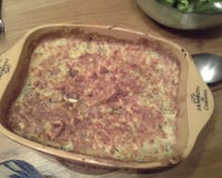 Flan de courgettes et champignons de paris au gorgonzola