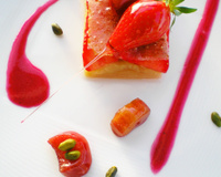 Craquant de fraises et bonbons rhubarbe