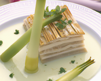 Millefeuille de poireaux primeurs aux moules