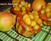 De délicieux petits gâteaux aux poires et caramel.
