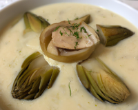 Velouté d'artichauts au foie gras