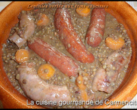 Lentilles vertes aux trois saucisses