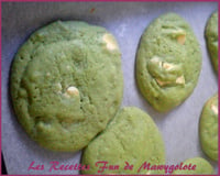 Cookies martiens à la pistache et au chocolat blanc