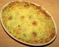 Gratin de ravioles aux lardons et courgette