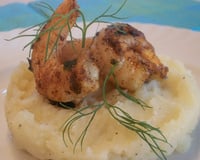 Scampis 4 épices sur lit de pommes de terre au Pied-De-Vent