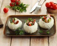 Une nouvelle façon de présenter la mozzarella. 