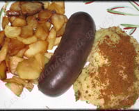 Boudin noir aux pommes caramélisées et sa purée croquante
