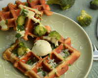 Brocolis et mozarella en gaufres