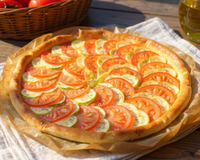 Tarte fine à la courgette et à la tomate