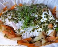 Une papillote légère et goûteuse, un poisson moelleux avec des légumes, le tout imprégné des saveurs et du subtil et doux parfum du fenouil, un délice.
