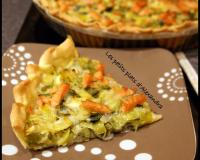 Tarte aux poireaux et dés de saumon fumé