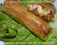 Nems de carottes au munster, salade croquante