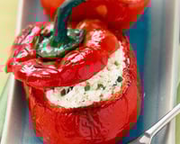 Poivrons farcis au Philadelphia, aubergines et tomates séchées
