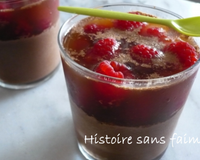 L'originalité de cette verrine repose sur la gelée de thé car le mariage chocolat-framboises n'est plus à démontrer.
