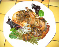 Caille au foie gras et sa galette