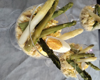 Verrines de quinoa aux pointes d'asperges et œuf dur mayonnaise