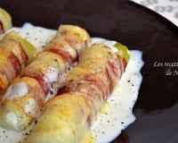 Poireaux gratinés au lard fumé et fromage à raclette