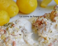 Filet de cabillaud cuit à basse température sauce crevettes