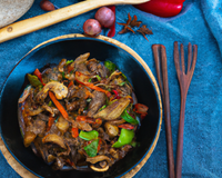 Wok d'agneau aux légumes nouveaux