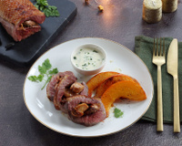 Rôti de Magret au foie gras, sauce tonka