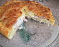 Tourte aux pommes de terre, chou fleur et lardons
