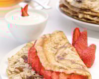 Crêpes aux céréales muesli et fraises