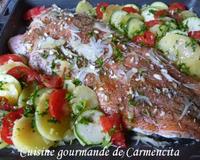 Le saumon et les légumes cuits ainsi ne sèchent pas et s'imprègnent de tous les parfums. Un plat léger et très goûteux !