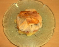 Aumônières au Livarot, pommes et cumin