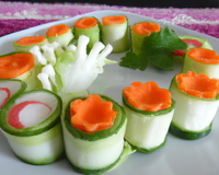 Rouleau concombre, carotte et surimi