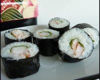 Sushi de crevettes pimentées et roquette