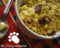 Crumble à base de fruits (poire, ananas), marinés dans du vieux rhum ambré, caramélisés dans du sucre roux. Puis gratinés avec une couche de pâte au beurre salé et de…