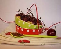 Petits clafoutis aux cerises sucre muscovado et sirop d'Hibiscuc