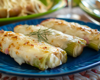 Poireaux roulés au jambon