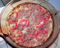 Flan de courgette, thon et tomates