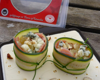 Maki revisité aux courgettes, Roquefort, Poire