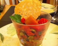 Fèves au chorizo et poivrons marinés