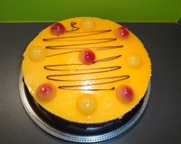 Entremet fruité : mangues, framboises et passion