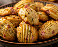 Petites madeleines salées jambon-pistache