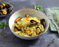 Linguine aux moules et au vin blanc