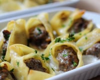 Lumaconi au roquefort Papillon et champignons