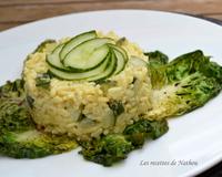 Un risotto bien crémeux comme j'aime et légèrement épicé au curry... et comme il me restait une sucrine, je l'ai braisée avec quelques gouttes de vinaigre balsamique...…