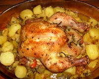 Poulet aux pommes de terre cuit au four