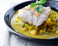 Dos de cabillaud aux pêches