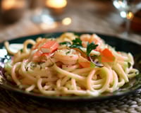 Spaghetti au surimi et crevettes